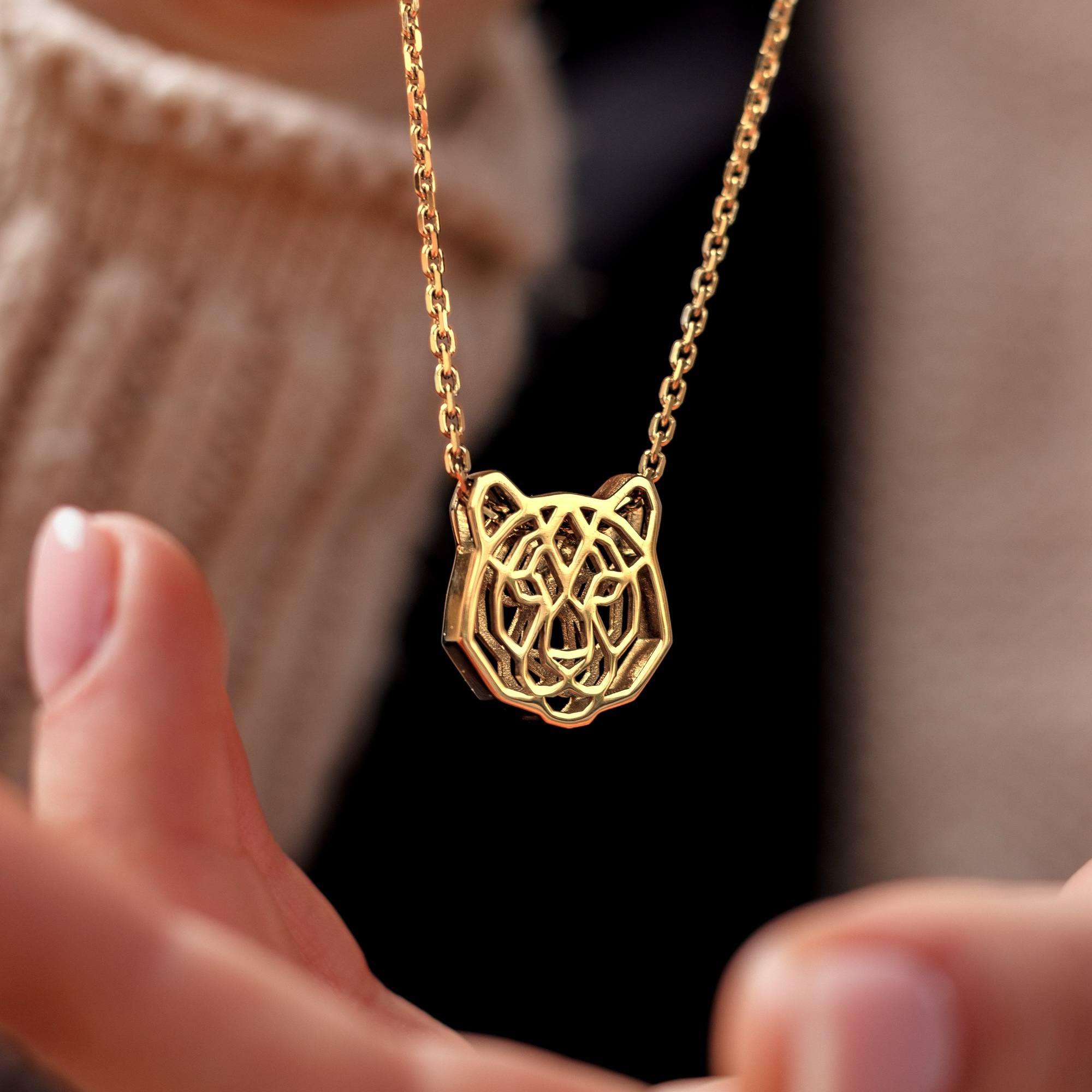 Кулон Тигрица с цепочкой | Серебро с позолотой | Коллекция Geometry — фото 3
